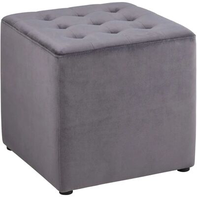 ACTONA Pouf Bryan Velours Gris Foncé - Siège - Publicité ACTONA Pouf Bryan Velours Gris Foncé - Siège - Publicité