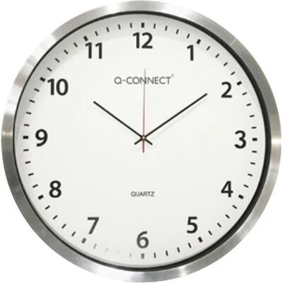 Horloge Murale Q-Connect KF11216 Blanc Rond Chrome - Publicité Horloge Murale Q-Connect KF11216 Blanc Rond Chrome - Publicité