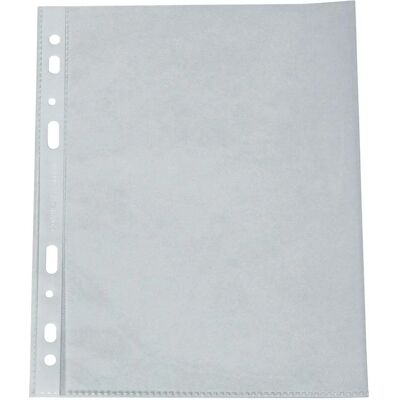 Protèges-documents Q-Connect - Perforés avec 8 trous - 75 microns - Pack de 100 - Publicité Protèges-documents Q-Connect - Perforés avec 8 trous - 75 microns - Pack de 100 - Publicité