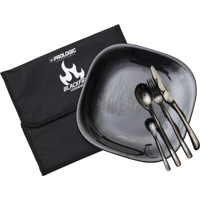 Prologic Blackfire Dining Set - Durable Stainless Steel Cutlery, Impact-Resistant Plate, UK Design Prologic Blackfire Dining Set - Durable Stainless Steel Cutlery, Impact-Resistant Plate, UK Design