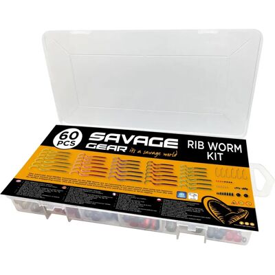 Savage Gear Rib Worm Soft Lure Kit - Kit d'appâts souples Savage Gear Rib Worm Soft Lure Kit - Kit d'appâts souples