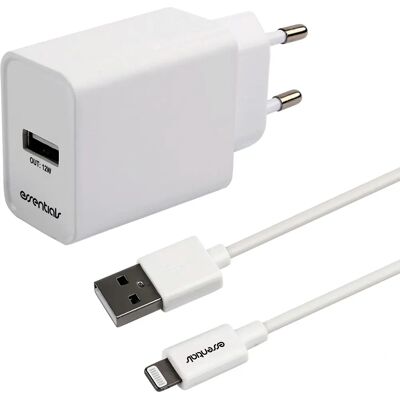 Essentials - 1110145 - 12W - USB-A - Laturi seinään Essentials - 1110145 - 12W - USB-A - Laturi seinään