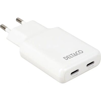 Deltaco USBC-AC200 Hvit 45W USB-C Lader - Rask Reise Deltaco USBC-AC200 Hvit 45W USB-C Lader - Rask Reise