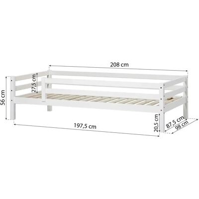 Hoppekids Juniorbett 90x200cm mit Rausfallschutz, Weiß Hoppekids Juniorbett 90x200cm mit Rausfallschutz, Weiß