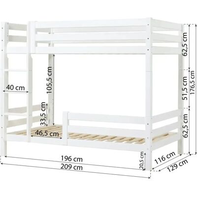 Hoppekids - ECO Luxury Køjeseng 120x200 - Weiß - 120x200 - Bunk bed Hoppekids - ECO Luxury Køjeseng 120x200 - Weiß - 120x200 - Bunk bed