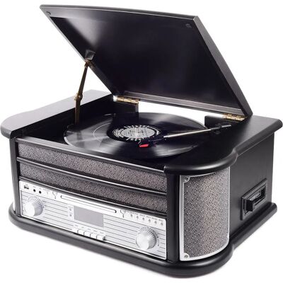 Tourne-disque rétro Denver MRD-51 - Vinyle, CD, Cassette, USB - Radio FM/DAB - Bois Tourne-disque rétro Denver MRD-51 - Vinyle, CD, Cassette, USB - Radio FM/DAB - Bois