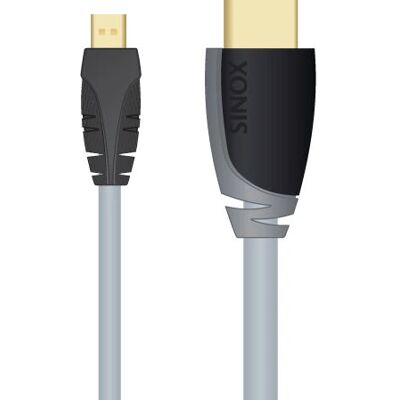 Sinox Micro HDMI Korkeanopeus Kaapeli 2m - Harmaa/Musta Sinox Micro HDMI Korkeanopeus Kaapeli 2m - Harmaa/Musta