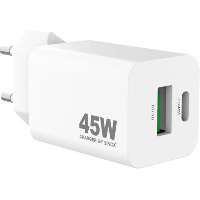 Sinox - SXP6045 - 45W - USB-A USB-C Laddare Sinox - SXP6045 - 45W - USB-A USB-C Laddare