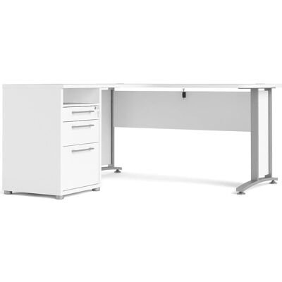 Møbel24 - Prisme Hjørneskrivebord - Hvit - Grå - Desk Møbel24 - Prisme Hjørneskrivebord - Hvit - Grå - Desk