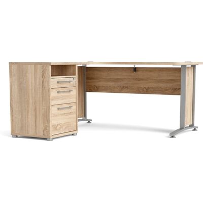 Møbel24 Prisme Eik Eckschreibtisch mit 1 Regal & 3 Schubladen Møbel24 Prisme Eik Eckschreibtisch mit 1 Regal & 3 Schubladen