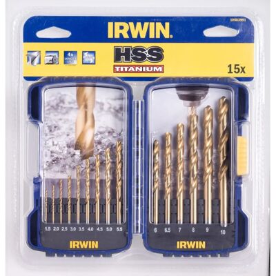 Juego de Brocas Irwin - 15 piezas Metal Titanio Juego de Brocas Irwin - 15 piezas Metal Titanio