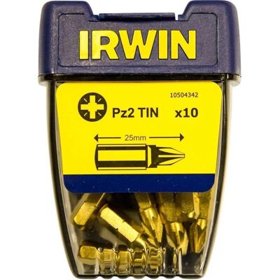 Irwin Titanium PZ2 25mm Confezione da 10 - Inserti cacciavite Irwin Titanium PZ2 25mm Confezione da 10 - Inserti cacciavite
