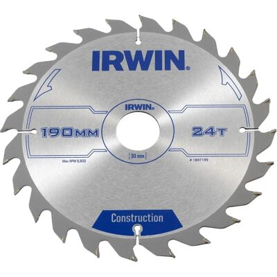 IRWIN 1897199 Bygge cirkelsavblad - 190mm, 24T, ATB IRWIN 1897199 Bygge cirkelsavblad - 190mm, 24T, ATB