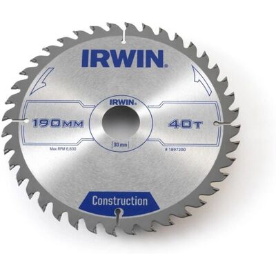 Irwin Baukreissägeblatt - 190mm, 30mm bohrung, 40Z, ATB - Baumarktwerkzeug Irwin Baukreissägeblatt - 190mm, 30mm bohrung, 40Z, ATB - Baumarktwerkzeug