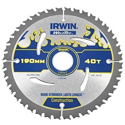 Irwin Weldtec Kreissägeblatt - 190mm, 40Z, ATB - Schneidwerkzeug Irwin Weldtec Kreissägeblatt - 190mm, 40Z, ATB - Schneidwerkzeug