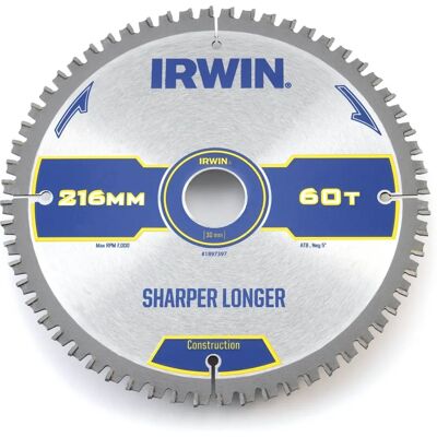 Irwin 216mm Gehrungssägenblatt - 60Z ATB/Neg Irwin 216mm Gehrungssägenblatt - 60Z ATB/Neg