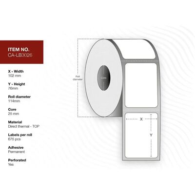 Etichette per stampante Capture - Bianco 102x76mm - Termiche, Permanente - 675 etichette Etichette per stampante Capture - Bianco 102x76mm - Termiche, Permanente - 675 etichette