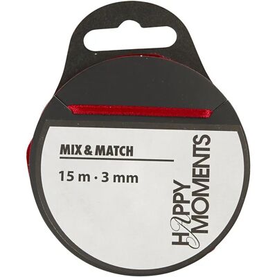 Happy Moments Satinband - Bordeauxrot - 3mm - Elegantes Bastelband Happy Moments Satinband - Bordeauxrot - 3mm - Elegantes Bastelband