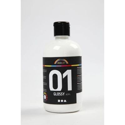 A-Color Weiße Acrylfarbe - Glänzend, 500ml - Malfarbe A-Color Weiße Acrylfarbe - Glänzend, 500ml - Malfarbe