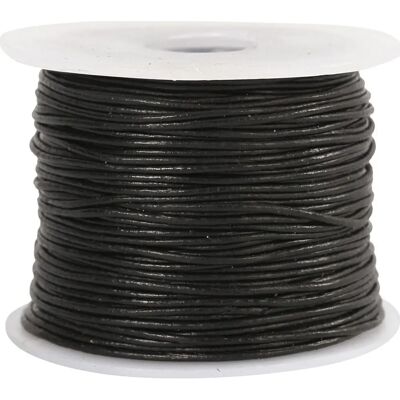 Forskellig Lædersnor - 1 mm Tyk, Sort, 50 m - Håndværk Forskellig Lædersnor - 1 mm Tyk, Sort, 50 m - Håndværk