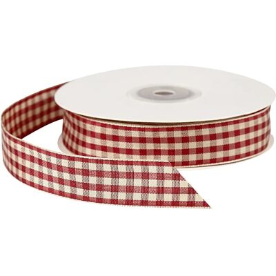 CC Hobby Bånd - 20 mm Antik Rød/Hvid - Dekorativt Bånd CC Hobby Bånd - 20 mm Antik Rød/Hvid - Dekorativt Bånd