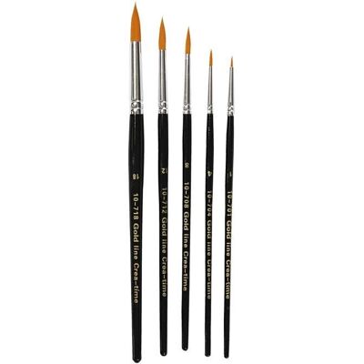 Set di Pennelli Gold Line - Taglie 1-18, Rotondi - 5 pezzi Set di Pennelli Gold Line - Taglie 1-18, Rotondi - 5 pezzi
