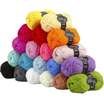 Creotime Brand 20 Balls Multicolored Acrylic Yarn - Yarn Creotime Brand 20 Balls Multicolored Acrylic Yarn - Yarn
