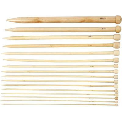 CC Hobby Bambus Stricknadeln Set - 16 Paare, 35cm, Größen 2,5-20 - Stricknadeln CC Hobby Bambus Stricknadeln Set - 16 Paare, 35cm, Größen 2,5-20 - Stricknadeln