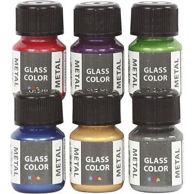 CC Hobby Metallisk Glasfarve - 6x35ml - Maling til glas og porcelæn CC Hobby Metallisk Glasfarve - 6x35ml - Maling til glas og porcelæn