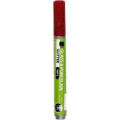 Stylo pour verre et porcelaine CC Hobby - Rouge foncé avec glitter 2-4mm Stylo pour verre et porcelaine CC Hobby - Rouge foncé avec glitter 2-4mm
