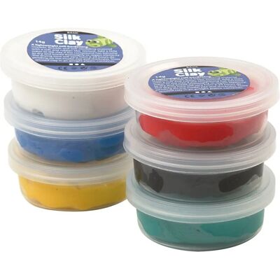 Creativ Company Seiden Clay Modellierset - Bunte Farben - 14g je Stück - Für Kinder Creativ Company Seiden Clay Modellierset - Bunte Farben - 14g je Stück - Für Kinder