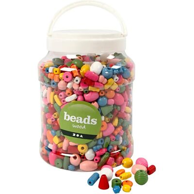 CC Hobby Wooden Beads - 5-28 mm, Assorted Colors, 850g CC Hobby Wooden Beads - 5-28 mm, Assorted Colors, 850g