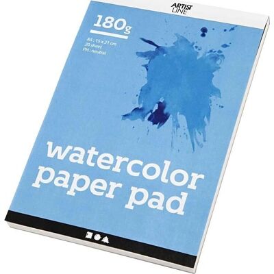 CC Hobby Aquarellpapierblock - A5, 180 g, 20 Blätter - Wasserfarbenpapier CC Hobby Aquarellpapierblock - A5, 180 g, 20 Blätter - Wasserfarbenpapier