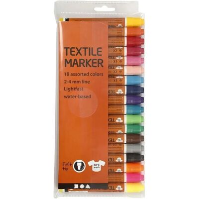 CC Hobby Tekstilpen - 18 stk - Blandet farver CC Hobby Tekstilpen - 18 stk - Blandet farver