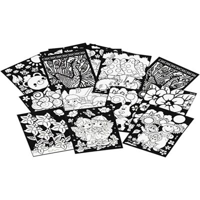 Feuilles de coloriage en velours Creativ Company - 16 designs - 25x19cm - Fond en velours noir Feuilles de coloriage en velours Creativ Company - 16 designs - 25x19cm - Fond en velours noir