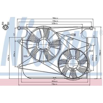Nissens Ventilador de radiador - 340mm 4 pás 12V Oval Nissens Ventilador de radiador - 340mm 4 pás 12V Oval