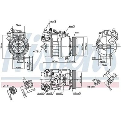 Nissens BMW E60/E61/E64 Klimakompressor - R134a, 4 Rillen Nissens BMW E60/E61/E64 Klimakompressor - R134a, 4 Rillen
