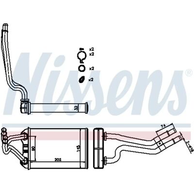 Nissens Radiatore Riscaldamento - Compatibile con Chrysler PT - Alluminio, 202x145x32mm Nissens Radiatore Riscaldamento - Compatibile con Chrysler PT - Alluminio, 202x145x32mm