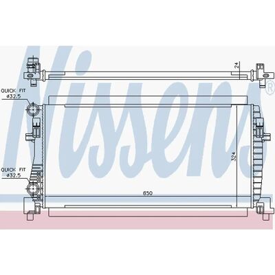 Nissens alumiinijäähdytin Audi Q2, Seat Ateca, Skoda - 650x322x23mm Nissens alumiinijäähdytin Audi Q2, Seat Ateca, Skoda - 650x322x23mm