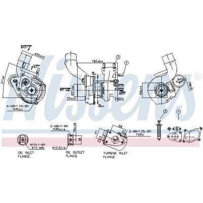 Nissens Modell 93020 Turbo med pakninger - Eksos, Oljekjølt Nissens Modell 93020 Turbo med pakninger - Eksos, Oljekjølt