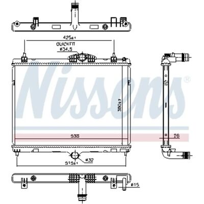 NISSENS 606055 Alumiininen jäähdytin - Jäähdytysrivat, muovinen vesivaraaja, 380x538x26mm NISSENS 606055 Alumiininen jäähdytin - Jäähdytysrivat, muovinen vesivaraaja, 380x538x26mm