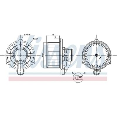 NISSENS 87569 Luftblåser - 12V 180W 2-pol 151mm NISSENS 87569 Luftblåser - 12V 180W 2-pol 151mm