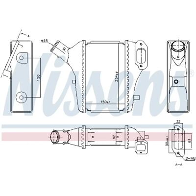 Intercooler Honda CR-V - Aluminium, luftkyld, 254x62x150mm Intercooler Honda CR-V - Aluminium, luftkyld, 254x62x150mm