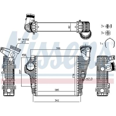 NISSENS 961426 Intercooler - Lucht-Lucht, Water-Lucht, Zonder EGR-ventiel - Porsche Macan NISSENS 961426 Intercooler - Lucht-Lucht, Water-Lucht, Zonder EGR-ventiel - Porsche Macan