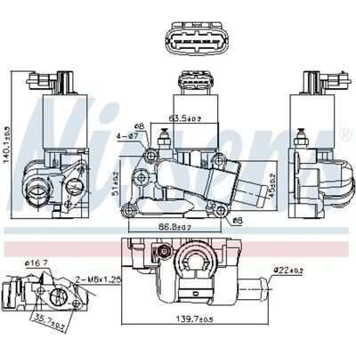 NISSENS 98227 Sähkölämmitteinen EGR-venttiili - Auton pakoputki NISSENS 98227 Sähkölämmitteinen EGR-venttiili - Auton pakoputki