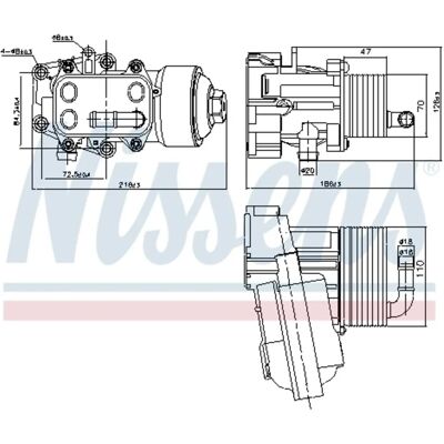 Vesijäähdytetty öljynjäähdytin NISSENS 91315 suodattimen kotelolla - Audi A6 C7 Vesijäähdytetty öljynjäähdytin NISSENS 91315 suodattimen kotelolla - Audi A6 C7