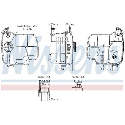 NISSENS 996224 - Expansievat - Duurzaam plastic - 0,95L - voor Opel, Chevrolet, Vauxhall NISSENS 996224 - Expansievat - Duurzaam plastic - 0,95L - voor Opel, Chevrolet, Vauxhall