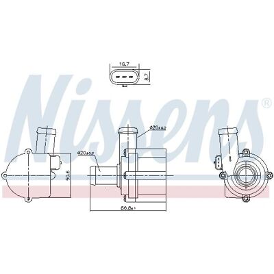 Bomba de água NISSENS 831116 - Circulação de aquecimento auxiliar Bomba de água NISSENS 831116 - Circulação de aquecimento auxiliar