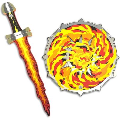 Fantasia Liontouch - Conjunto de chamas - Espada e escudo - Tamanho único Fantasia Liontouch - Conjunto de chamas - Espada e escudo - Tamanho único