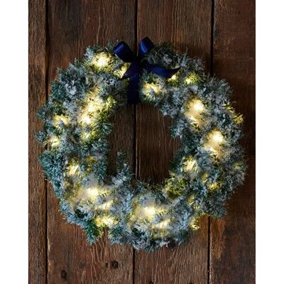 Sirius Weiß 45cm Schneebedeckter Batterie-LED-Weihnachtskranz Sirius Weiß 45cm Schneebedeckter Batterie-LED-Weihnachtskranz